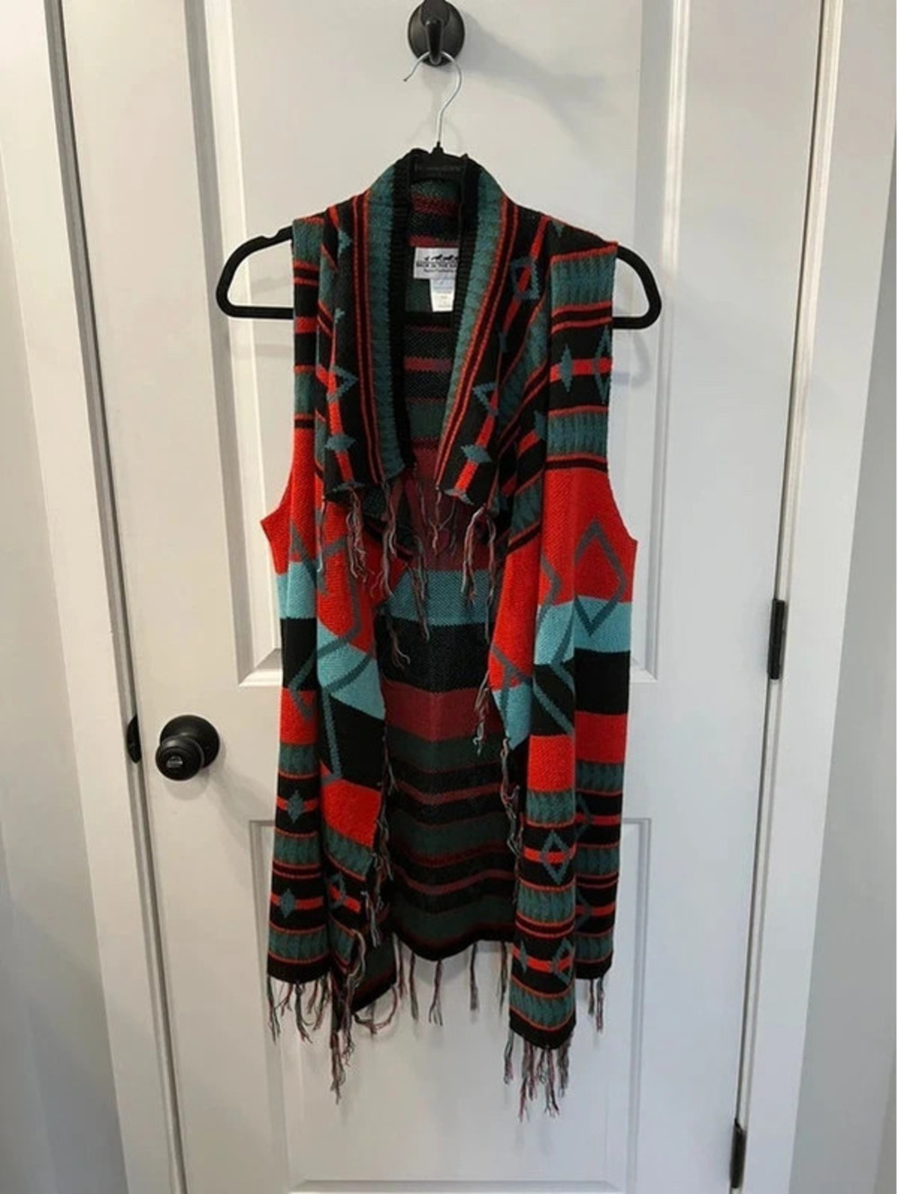 Back in the Saddle Southwestern Long Fringe Vest Size M Boho Western